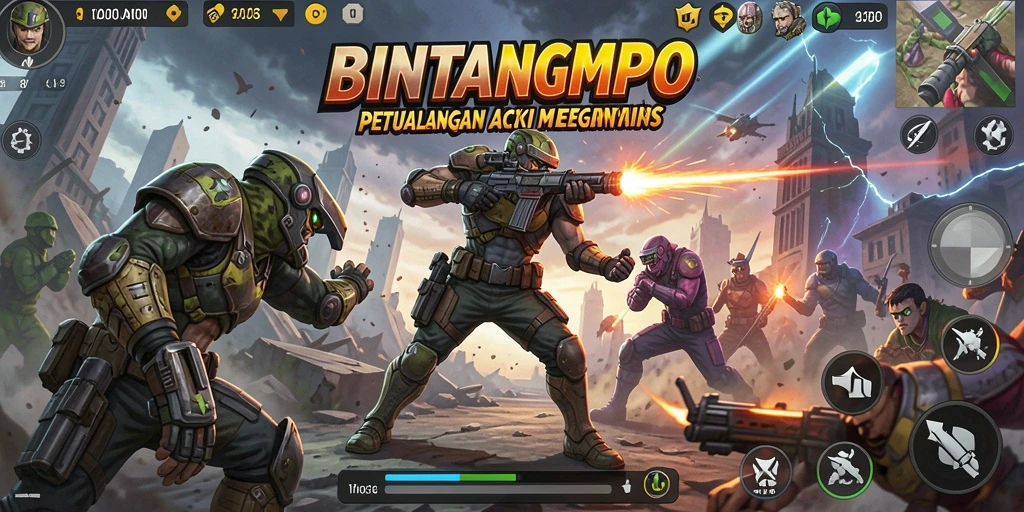 Tampilan gameplay mendebarkan dari BINTANGMPO dengan pertempuran aksi yang intens.