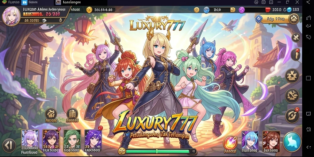 Tampilan menarik dari gameplay LUXURY777 dengan karakter Anime.