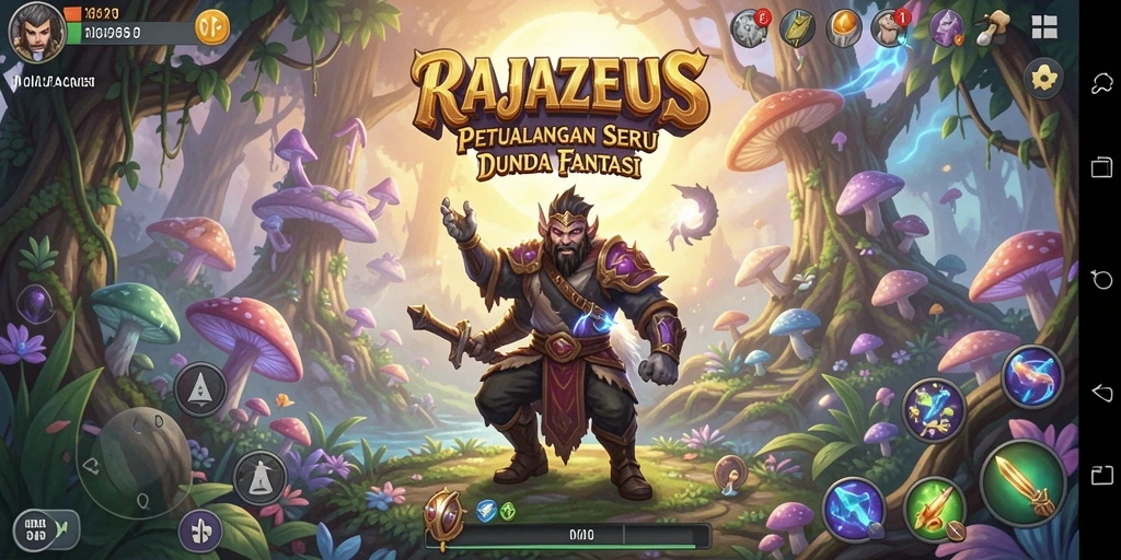Tampilan gameplay menarik dari RAJAZEUS dalam suasana petualangan.