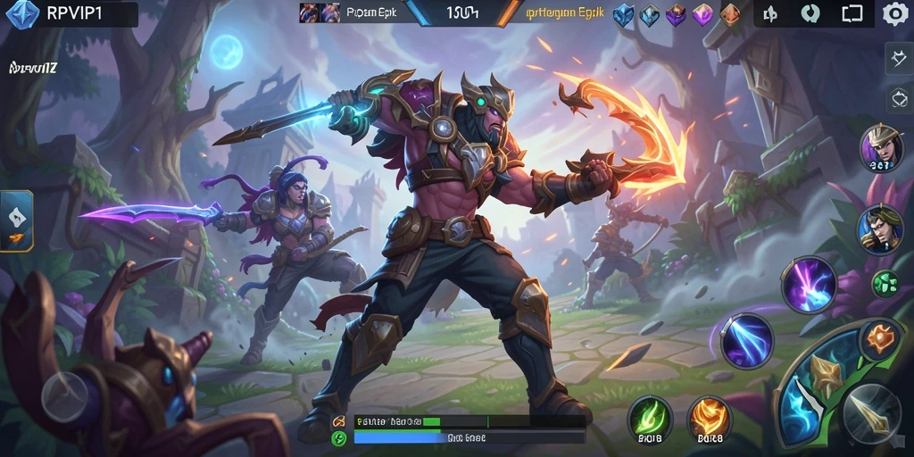 Screenshot dari gameplay RPVIP1 dengan aksi seru di arena MOBA.