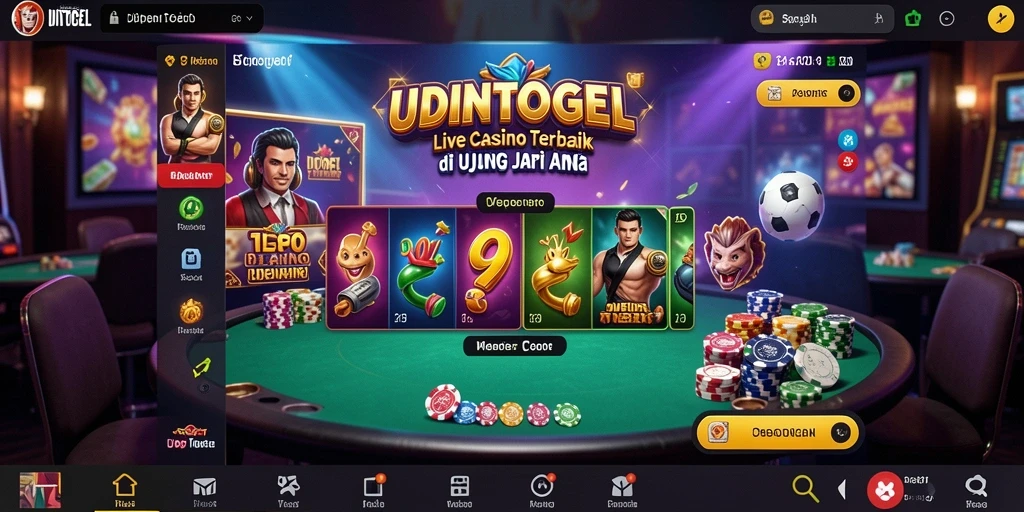 Screenshot gameplay Live Casino UDINTOGEL menunjukkan dealer profesional dan suasana kasino yang nyata.